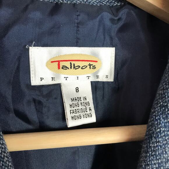 Talbots Vintage Label Women's 8 Petite 8P 100% Wool Blue 3 Button Blazer - Picture 3 of 13